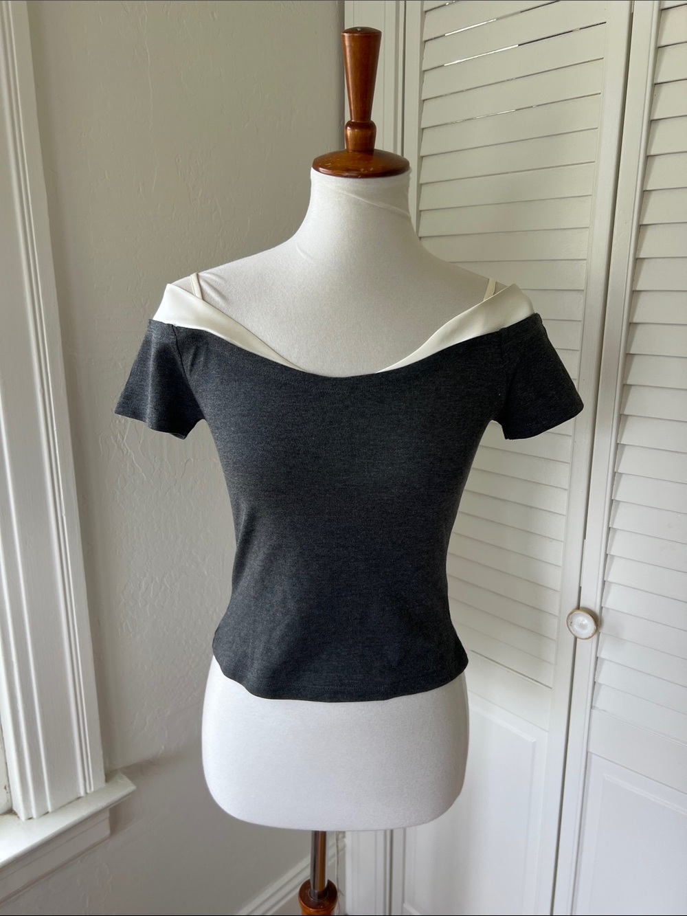 Amelie Teje Off-Shoulder Two-Tone Knit Top